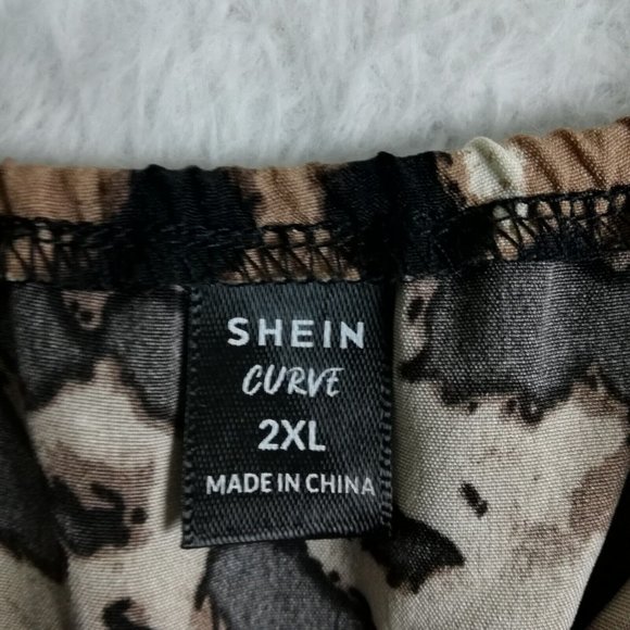 Shein Curve‎ Womens Dress Maxi High Low Leopard Print Front Slit V Neck 2XL - Picture 9 of 10